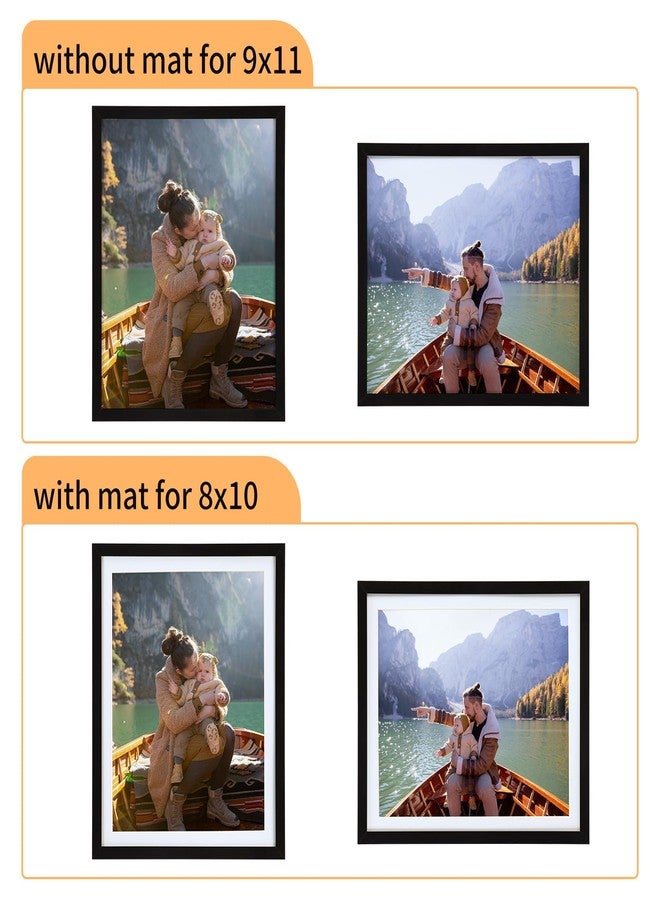 Lavezee مجموعة إطارات صور لافيزي سوداء مقاس 9x11، مكونة من 10 قطع، إطارات مجمعة للصور مقاس 8x10 مع حافة داخلية أو 9x11 بدون حافة داخلية، ديكور للطاولة والجدار - Image 2